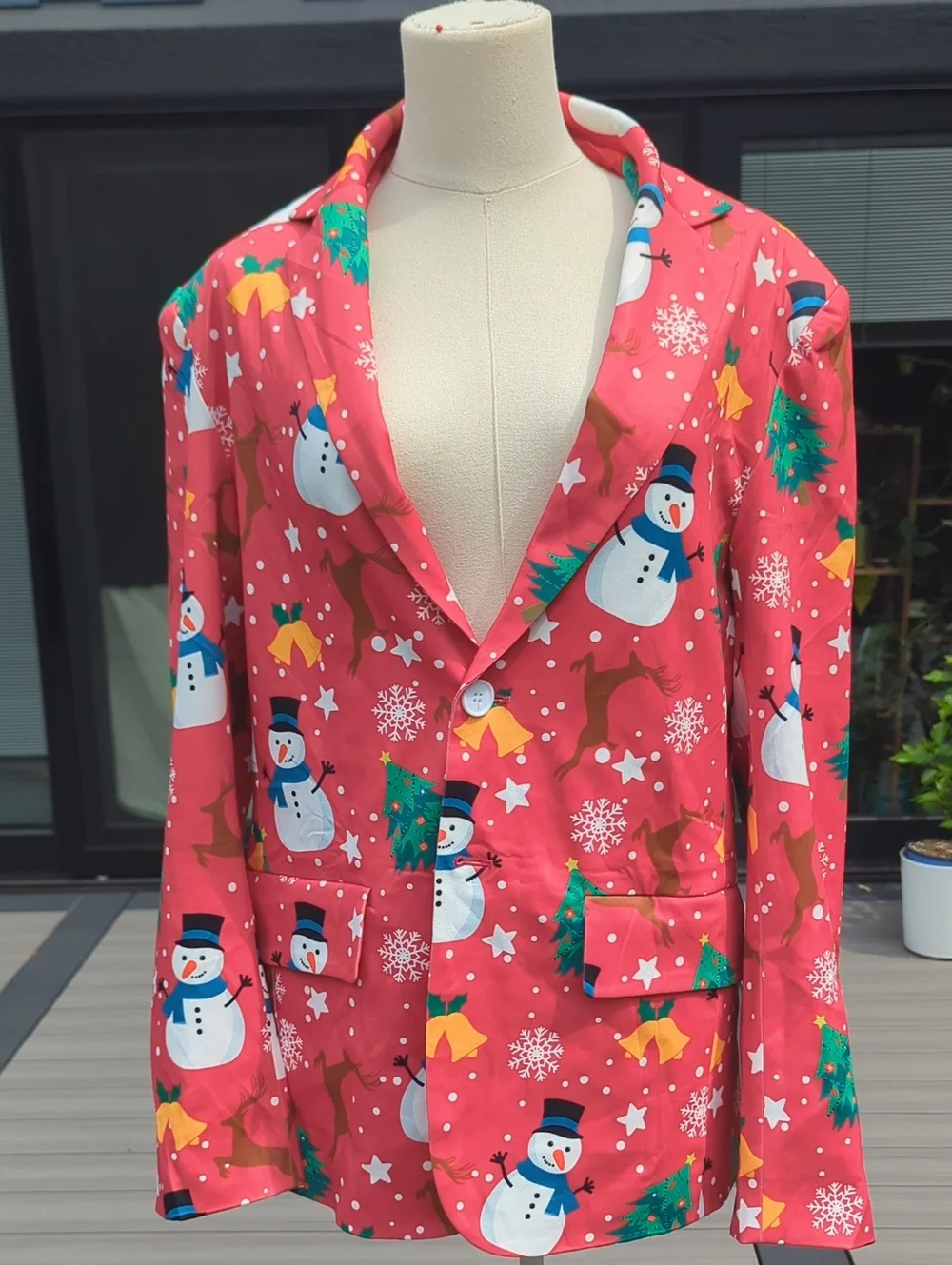 Sport Coat & Tie Red Snowman, Christmas Trees Small